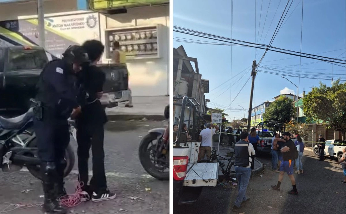 Fachada de la preparatoria Anton Makarenko tras el ataque armado