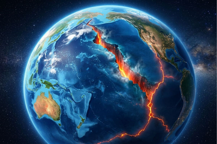 Mapa del contexto tectónico de la zona de subducción en Cascadia