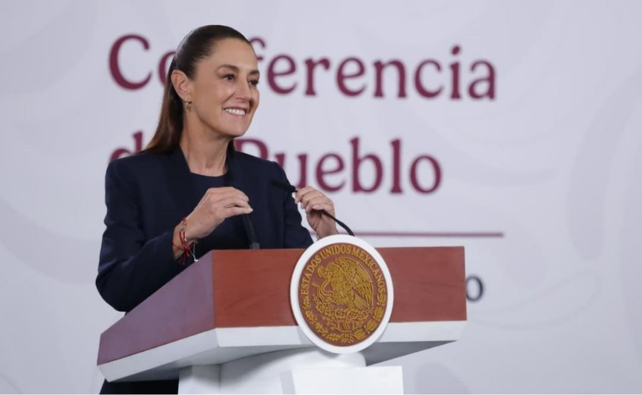 La presidenta Claudia Sheinbaum durante la Mañanera del Pueblo en Palacio Nacional