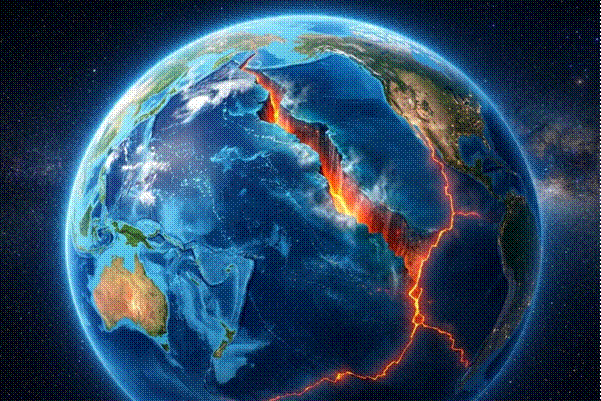 Visualización de la placa tectónica del Pacífico