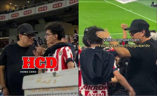 Momento de la polémica entre el aficionado y su hijo en el estadio