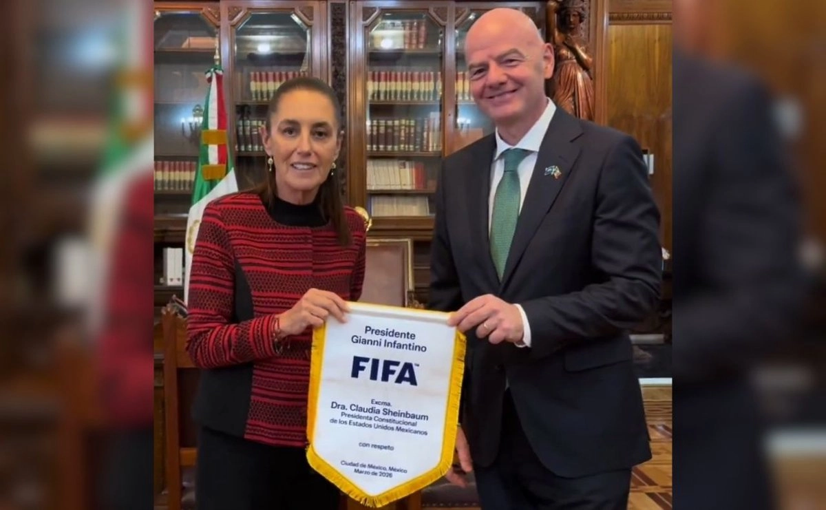 Claudia Sheinbaum y Gianni Infantino en reunión oficial en Palacio Nacional